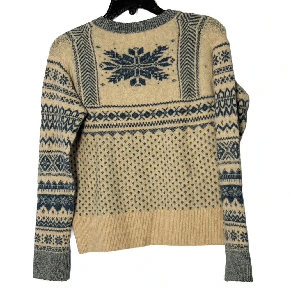 J. Crew‎ Fair Isle snowflake crewneck Wool Sweater in Supersoft yarn - XXSmall